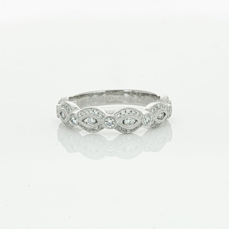 18ct White Gold Diamond Band-Ring-Walker & Hall
