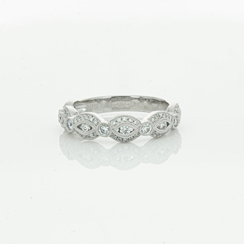 18ct White Gold Diamond Band-Ring-Walker & Hall