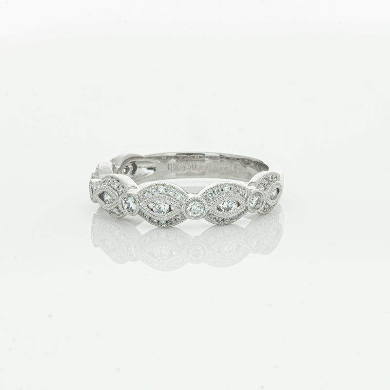 18ct White Gold Diamond Band-Ring-Walker & Hall
