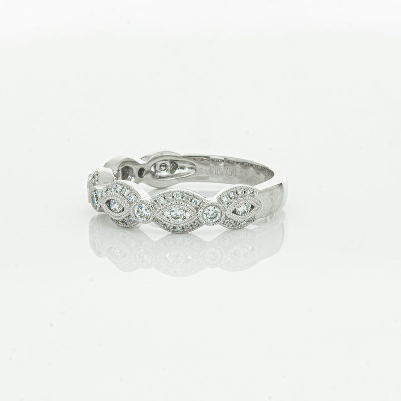 18ct White Gold Diamond Band-Ring-Walker & Hall