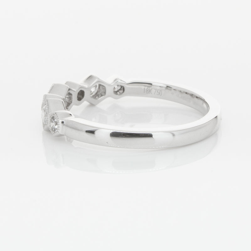 18ct White Gold Diamond Deco Band-Ring-Walker & Hall