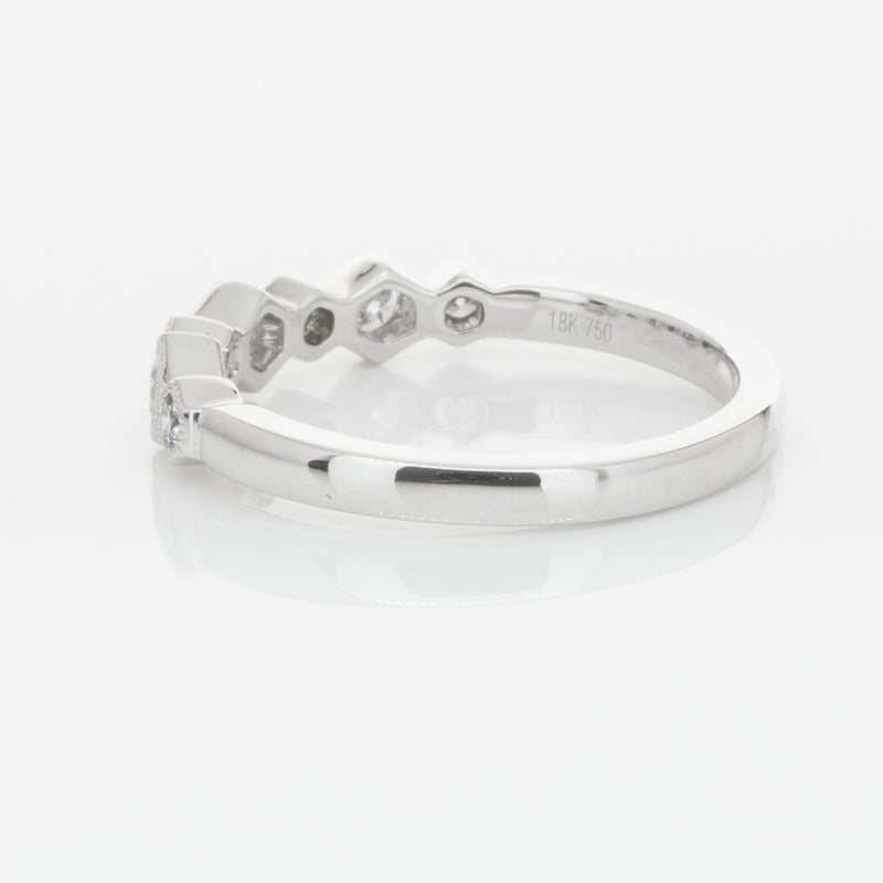 18ct White Gold Diamond Deco Band-Ring-Walker & Hall