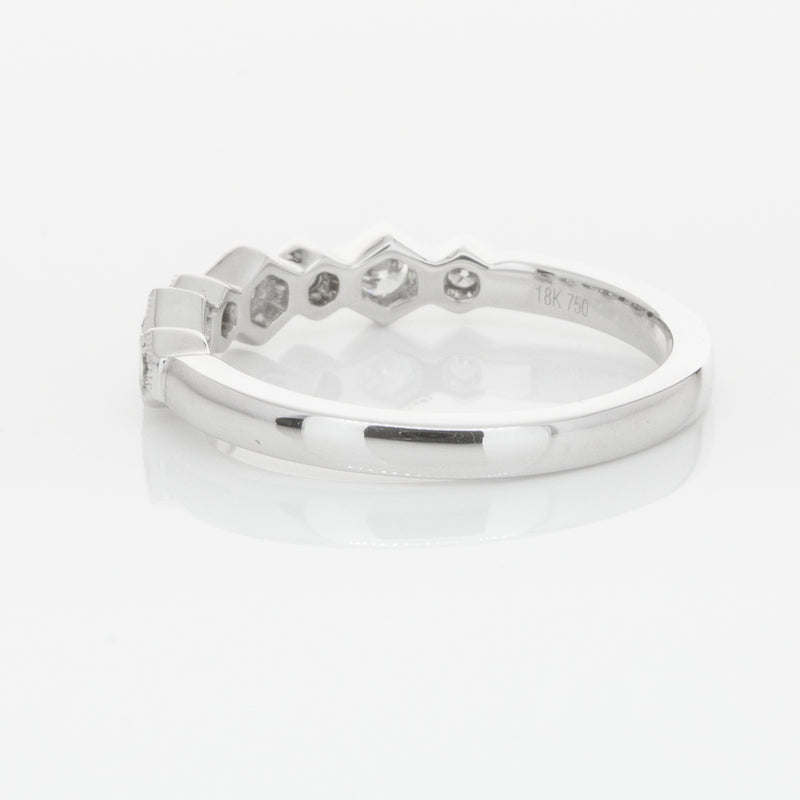 18ct White Gold Diamond Deco Band-Ring-Walker & Hall