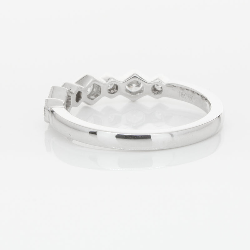 18ct White Gold Diamond Deco Band-Ring-Walker & Hall