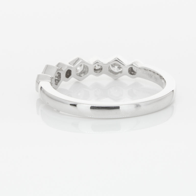 18ct White Gold Diamond Deco Band-Ring-Walker & Hall