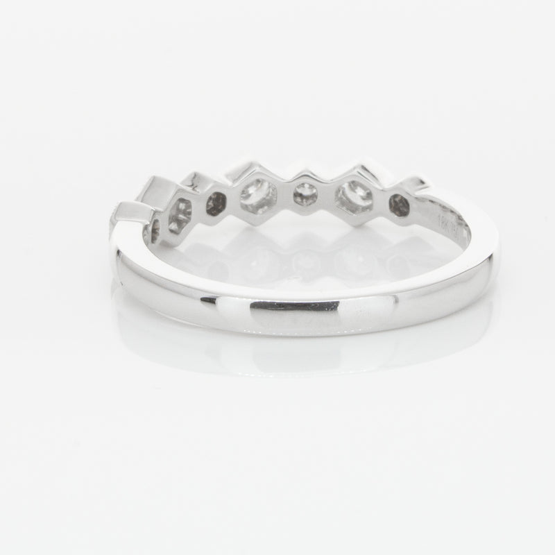 18ct White Gold Diamond Deco Band-Ring-Walker & Hall