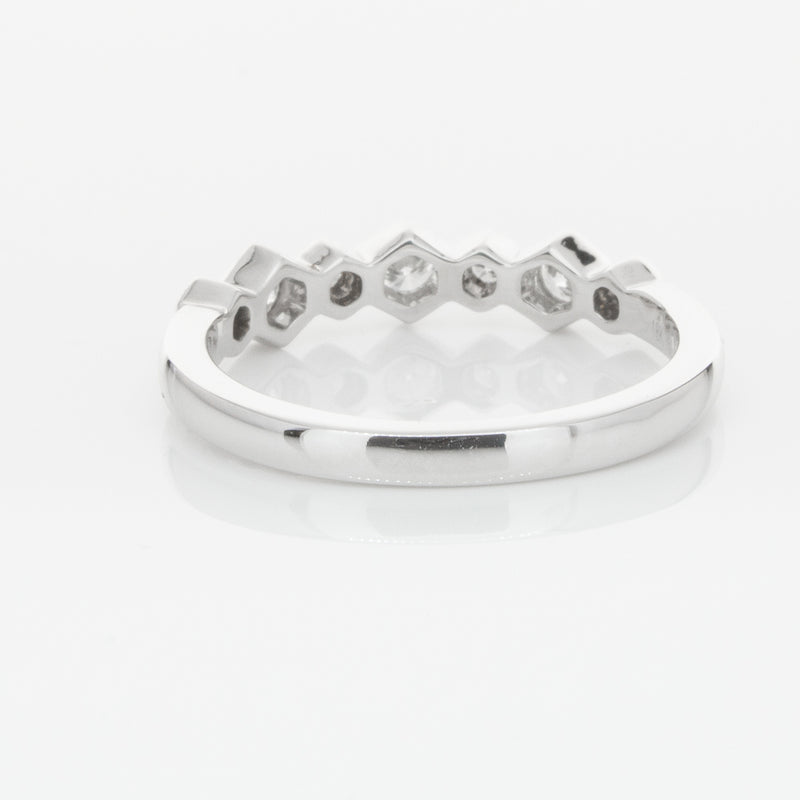 18ct White Gold Diamond Deco Band-Ring-Walker & Hall