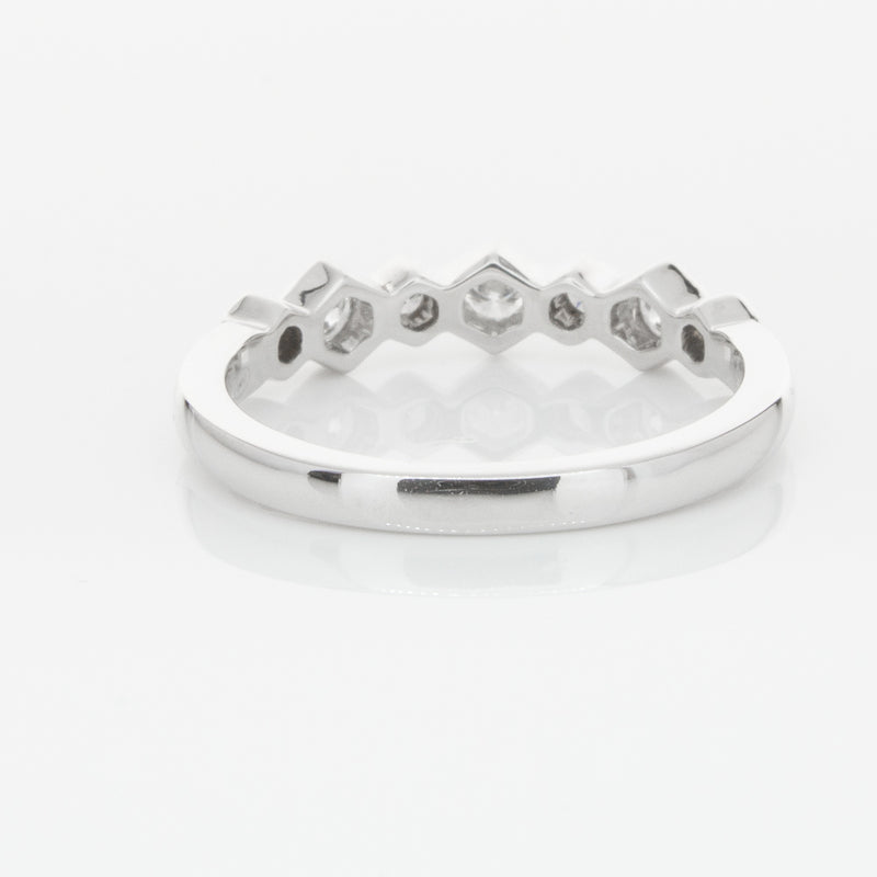 18ct White Gold Diamond Deco Band-Ring-Walker & Hall