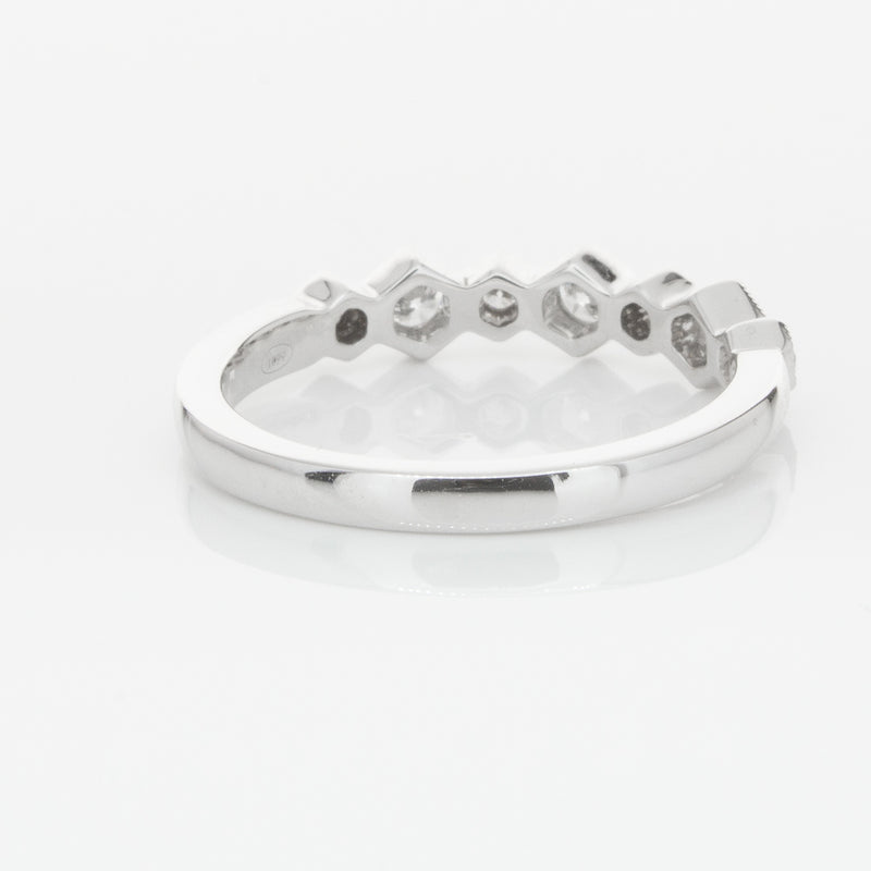 18ct White Gold Diamond Deco Band-Ring-Walker & Hall