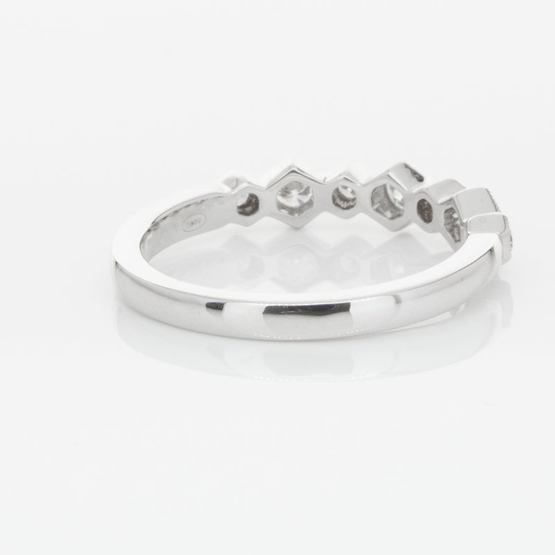 18ct White Gold Diamond Deco Band-Ring-Walker & Hall