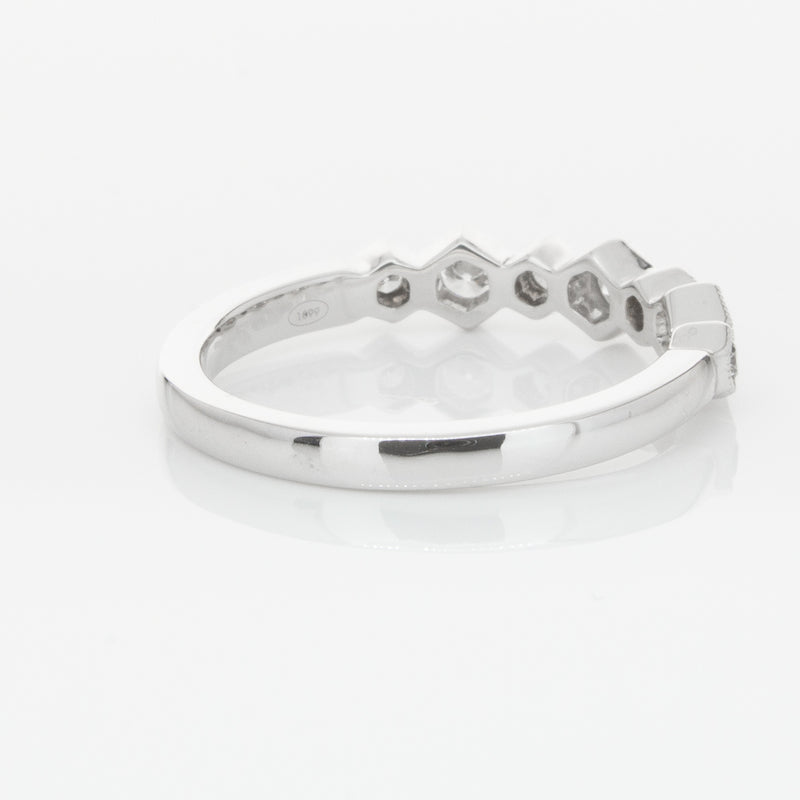 18ct White Gold Diamond Deco Band-Ring-Walker & Hall