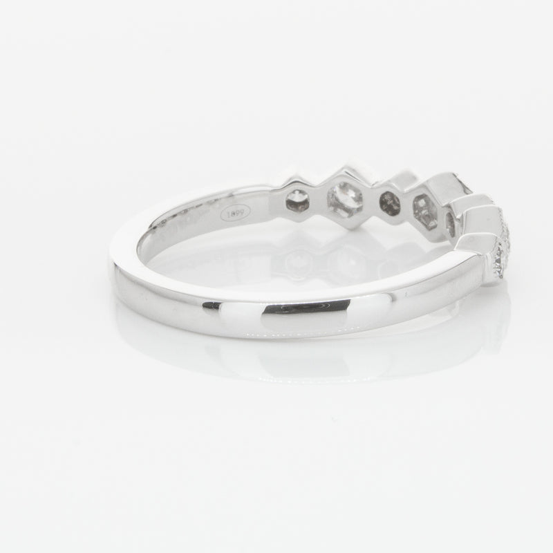 18ct White Gold Diamond Deco Band-Ring-Walker & Hall