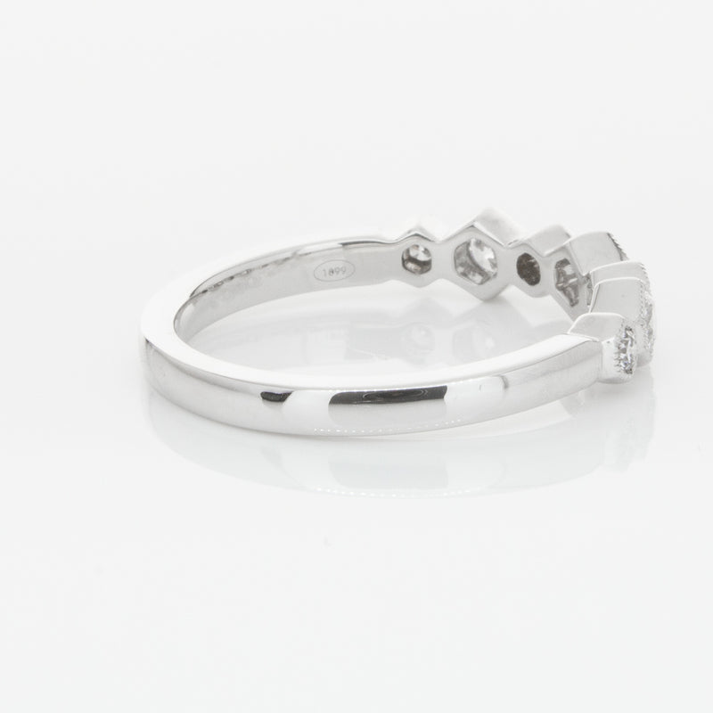 18ct White Gold Diamond Deco Band-Ring-Walker & Hall