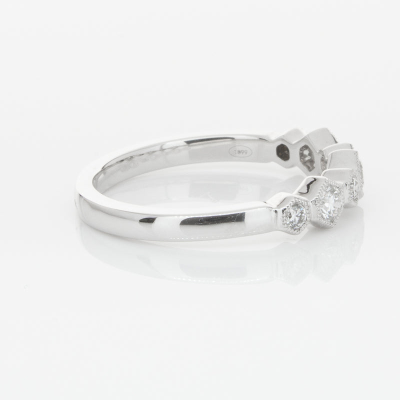 18ct White Gold Diamond Deco Band-Ring-Walker & Hall