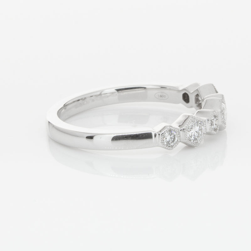 18ct White Gold Diamond Deco Band-Ring-Walker & Hall