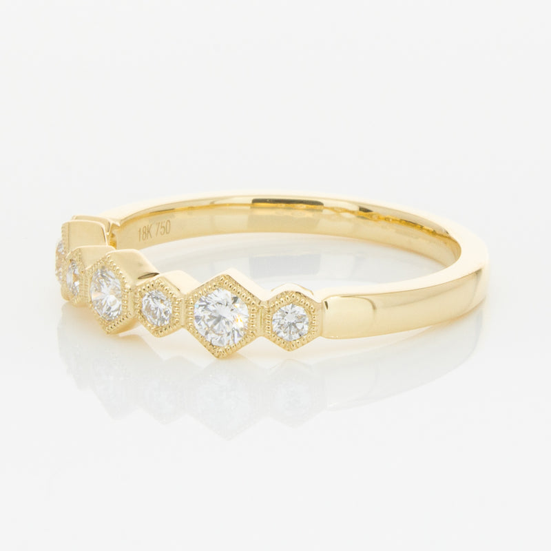 18ct Yellow Gold Diamond Deco Band-Ring-Walker & Hall