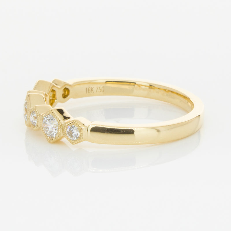 18ct Yellow Gold Diamond Deco Band-Ring-Walker & Hall