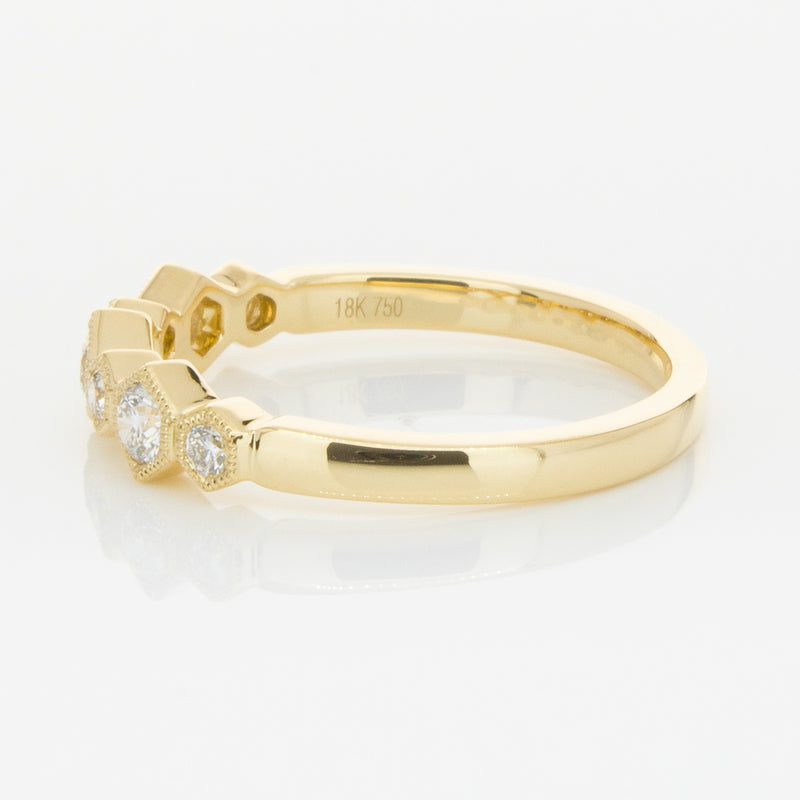18ct Yellow Gold Diamond Deco Band-Ring-Walker & Hall
