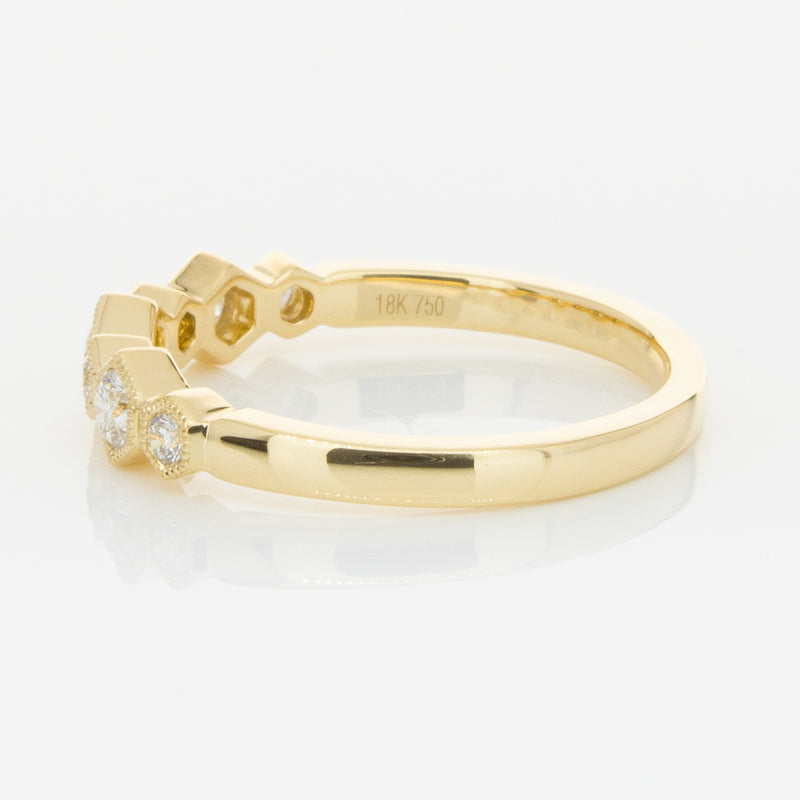 18ct Yellow Gold Diamond Deco Band-Ring-Walker & Hall