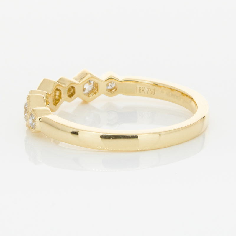 18ct Yellow Gold Diamond Deco Band-Ring-Walker & Hall