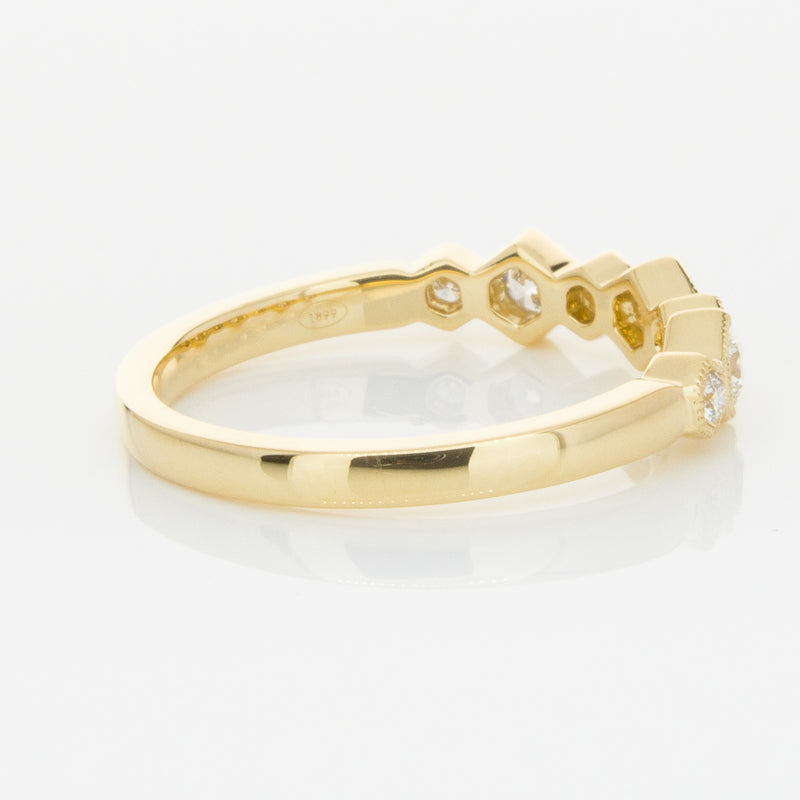 18ct Yellow Gold Diamond Deco Band-Ring-Walker & Hall