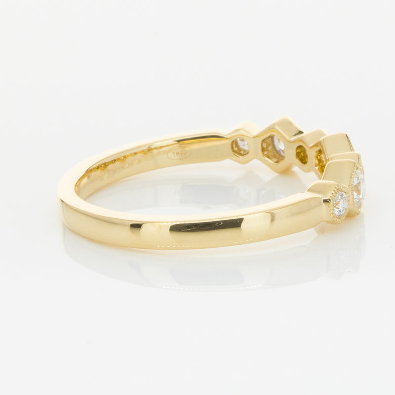 18ct Yellow Gold Diamond Deco Band-Ring-Walker & Hall