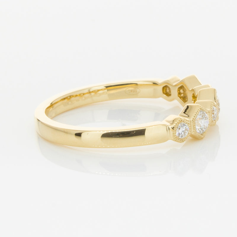 18ct Yellow Gold Diamond Deco Band-Ring-Walker & Hall