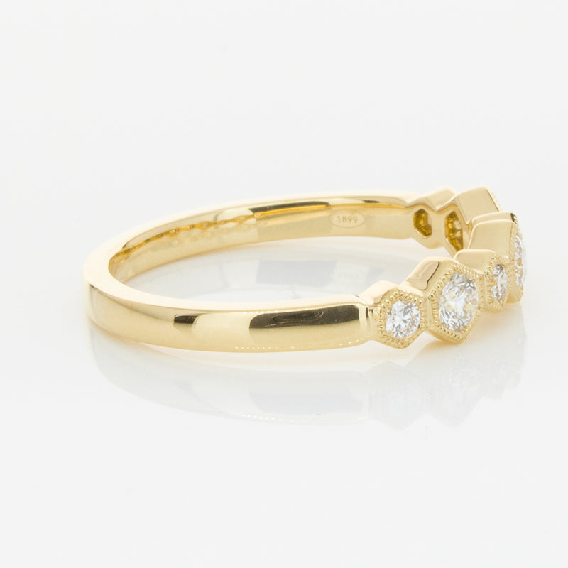 18ct Yellow Gold Diamond Deco Band-Ring-Walker & Hall