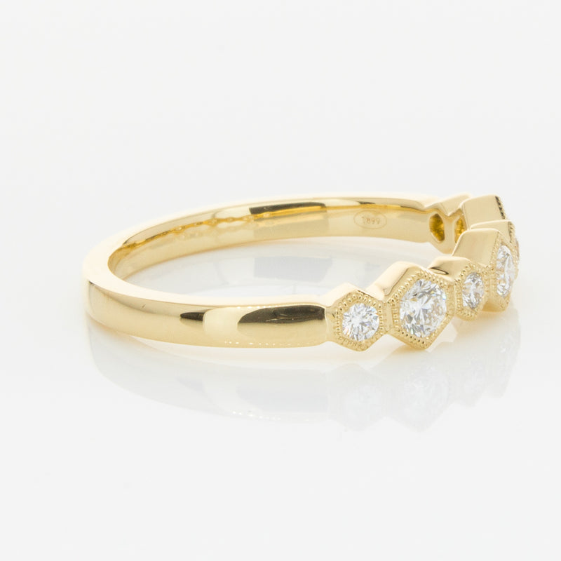 18ct Yellow Gold Diamond Deco Band-Ring-Walker & Hall