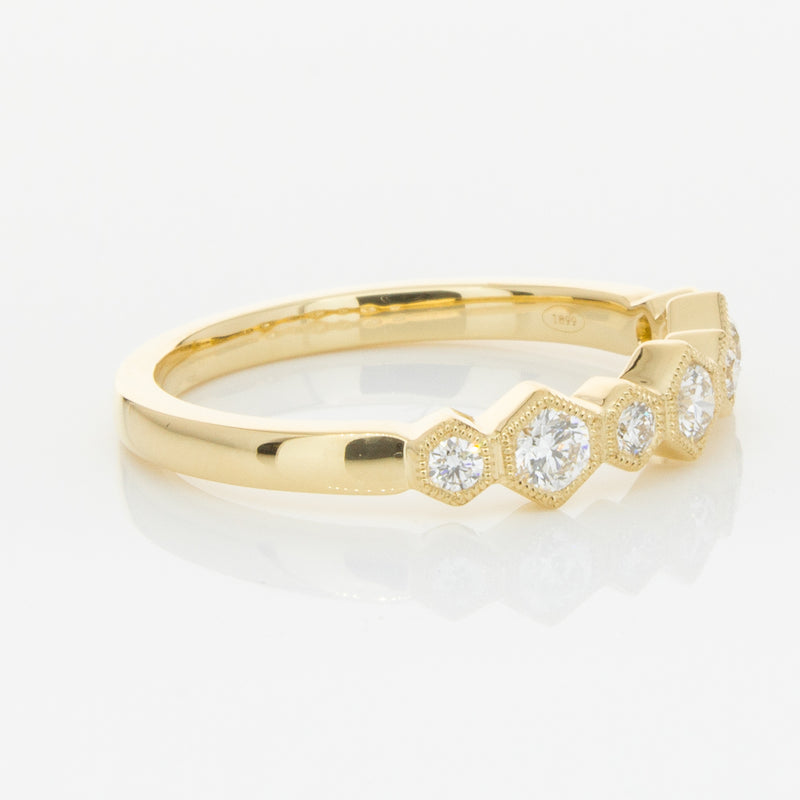 18ct Yellow Gold Diamond Deco Band-Ring-Walker & Hall