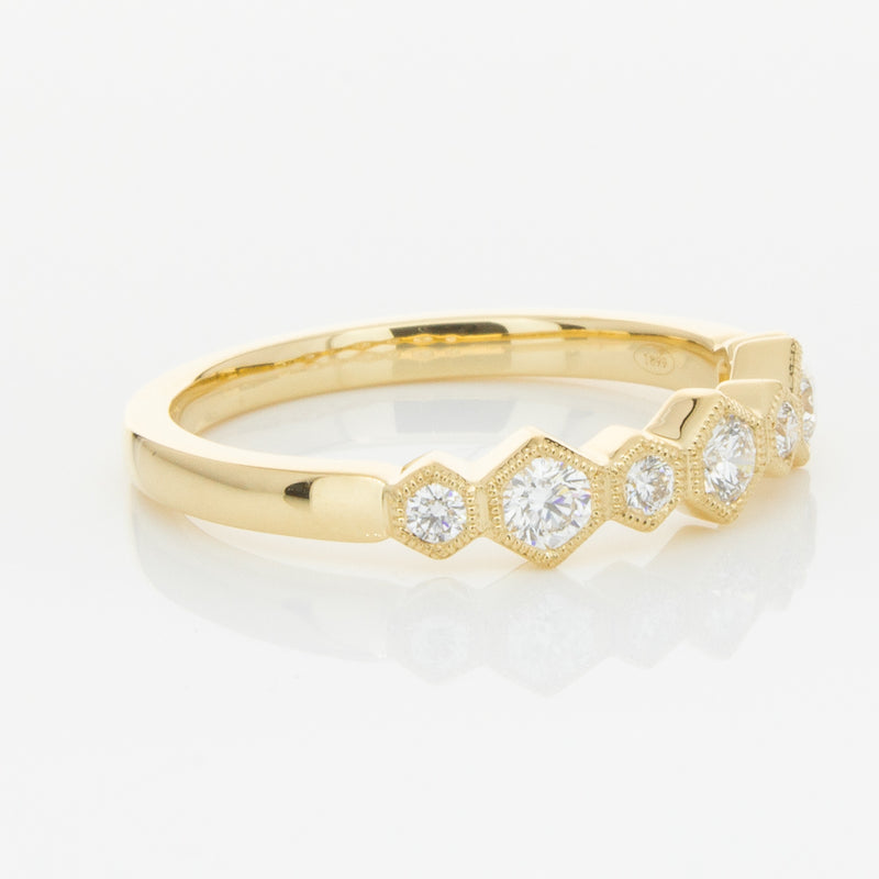 18ct Yellow Gold Diamond Deco Band-Ring-Walker & Hall