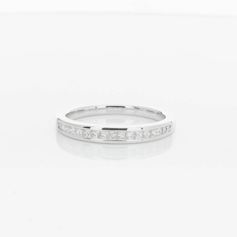 18ct White Gold Princess Cut Diamond Band-Ring-Walker & Hall
