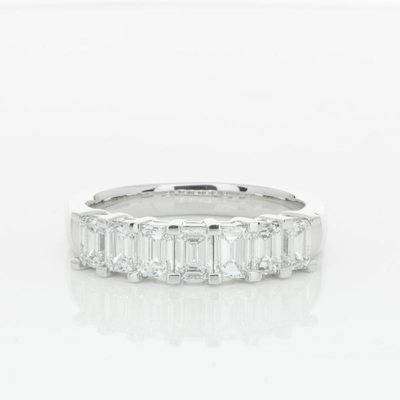 18ct White Gold 1.30ct Emerald Cut Diamond Asra Ring-Ring-Walker & Hall