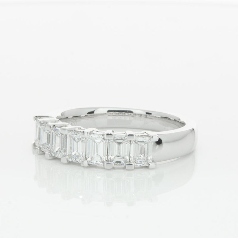 18ct White Gold 1.30ct Emerald Cut Diamond Asra Ring-Ring-Walker & Hall