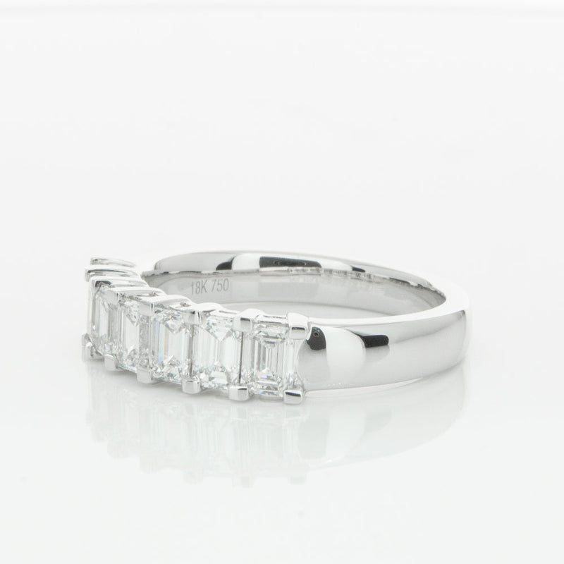 18ct White Gold 1.30ct Emerald Cut Diamond Asra Ring-Ring-Walker & Hall