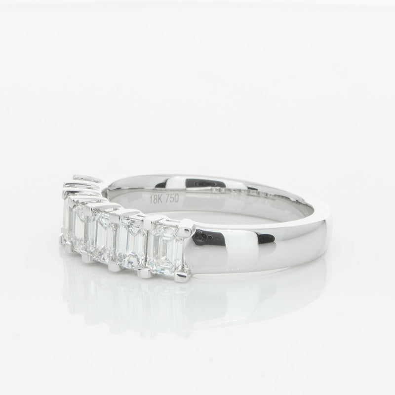 18ct White Gold 1.30ct Emerald Cut Diamond Asra Ring-Ring-Walker & Hall