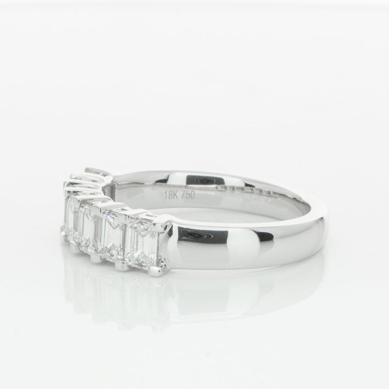 18ct White Gold 1.35ct Emerald Cut Diamond Asra Ring-Ring-Walker & Hall
