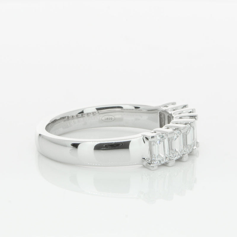 18ct White Gold 1.30ct Emerald Cut Diamond Asra Ring-Ring-Walker & Hall