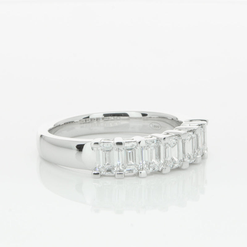 18ct White Gold 1.30ct Emerald Cut Diamond Asra Ring-Ring-Walker & Hall