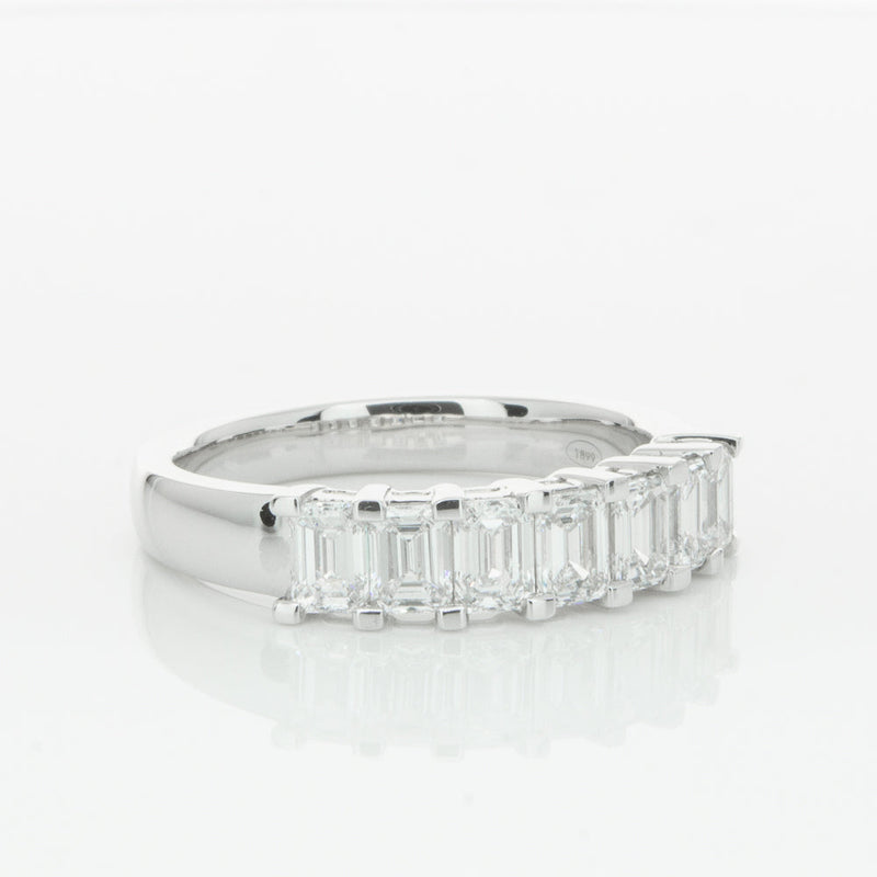 18ct White Gold 1.30ct Emerald Cut Diamond Asra Ring-Ring-Walker & Hall