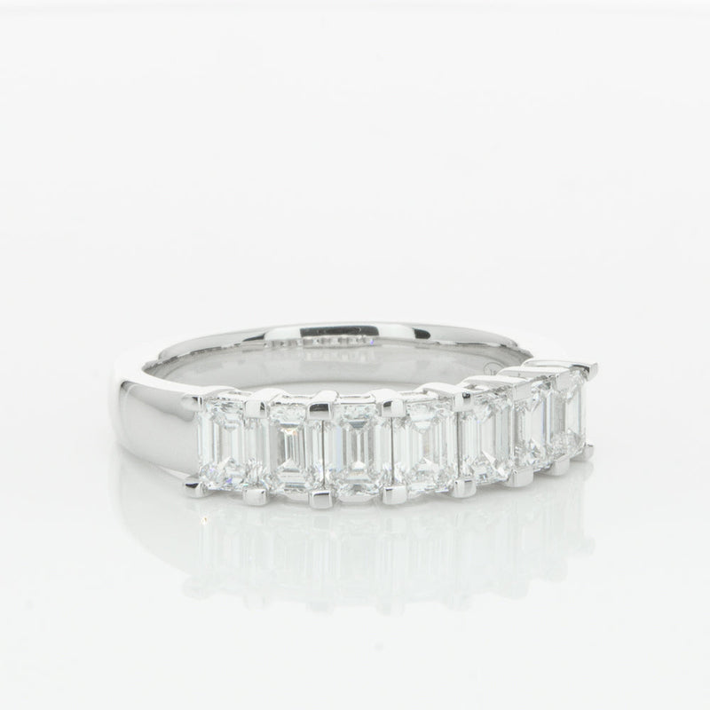 18ct White Gold 1.30ct Emerald Cut Diamond Asra Ring-Ring-Walker & Hall