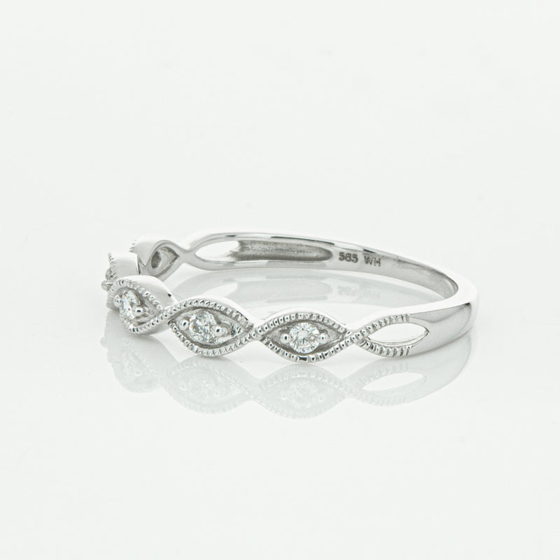 14ct White Gold Diamond Rapunzel Band-Ring-Walker & Hall