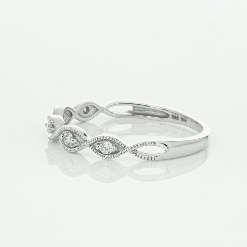 14ct White Gold Diamond Rapunzel Band-Ring-Walker & Hall