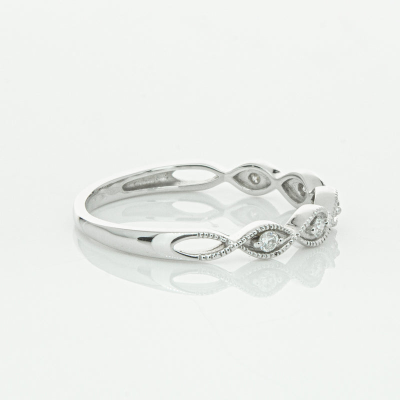 14ct White Gold Diamond Rapunzel Band-Ring-Walker & Hall