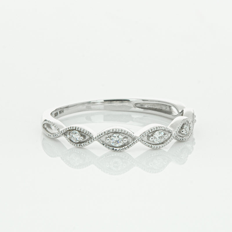 14ct White Gold Diamond Rapunzel Band-Ring-Walker & Hall