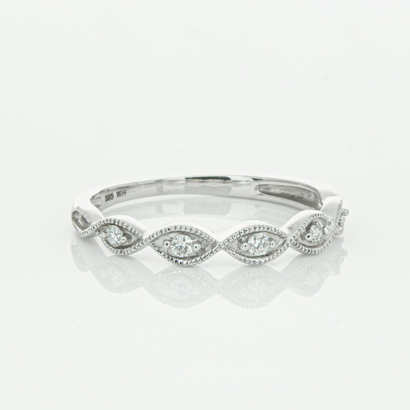 14ct White Gold Diamond Rapunzel Band-Ring-Walker & Hall