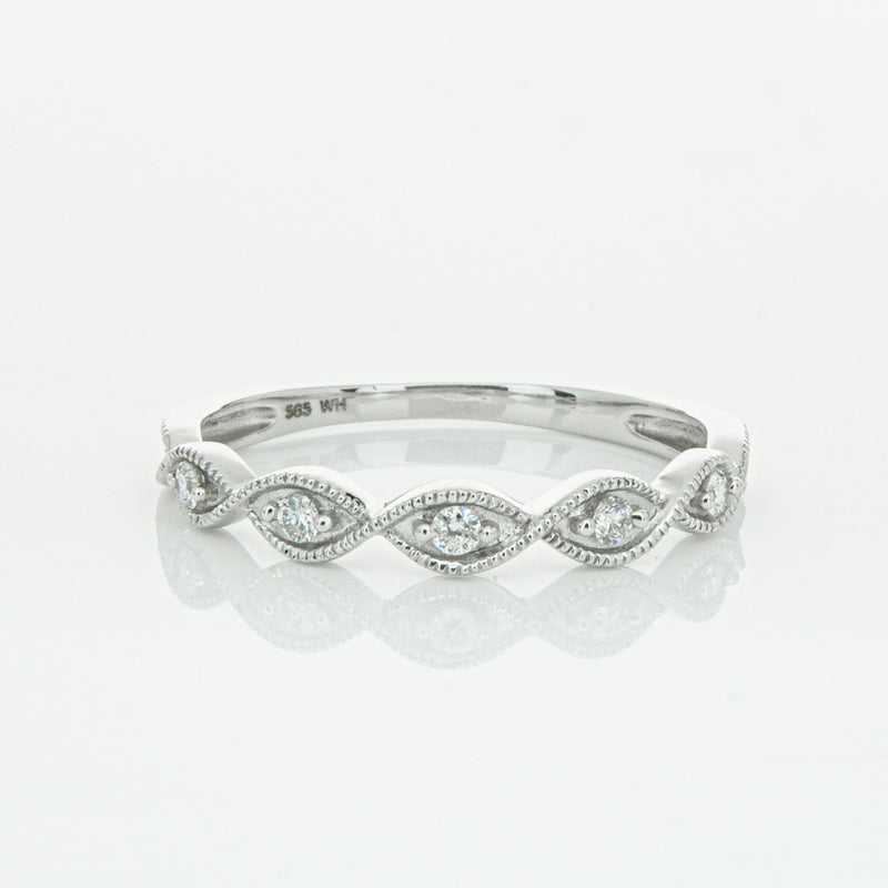 14ct White Gold Diamond Rapunzel Band-Ring-Walker & Hall