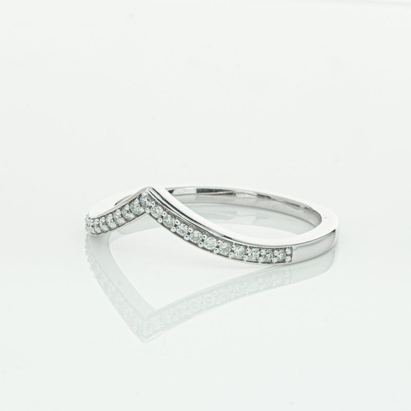 14ct White Gold Diamond Chevron Band-Ring-Walker & Hall