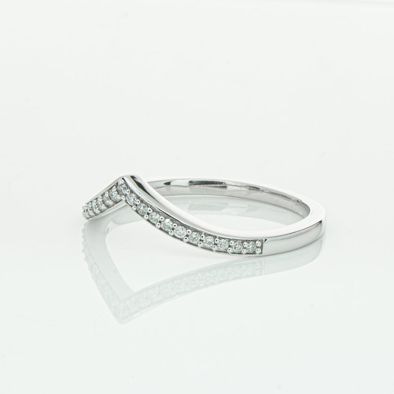 14ct White Gold Diamond Chevron Band-Ring-Walker & Hall