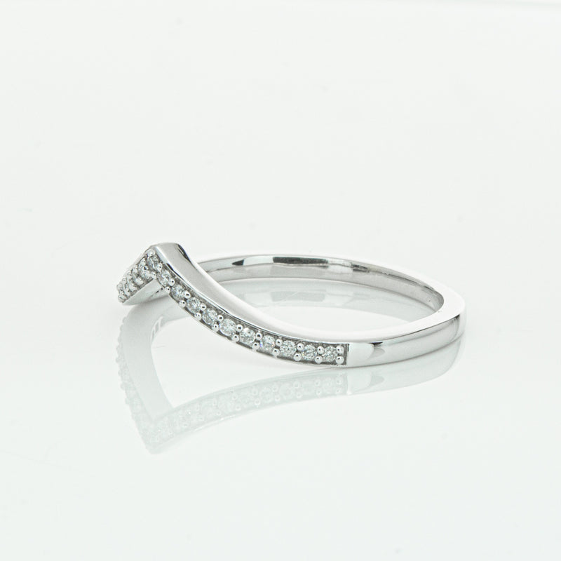 14ct White Gold Diamond Chevron Band-Ring-Walker & Hall